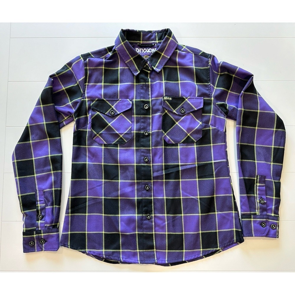 Dixon Men's Misfits Earth AD Purple/ Black Plaid Button Down Shirt- Size Med